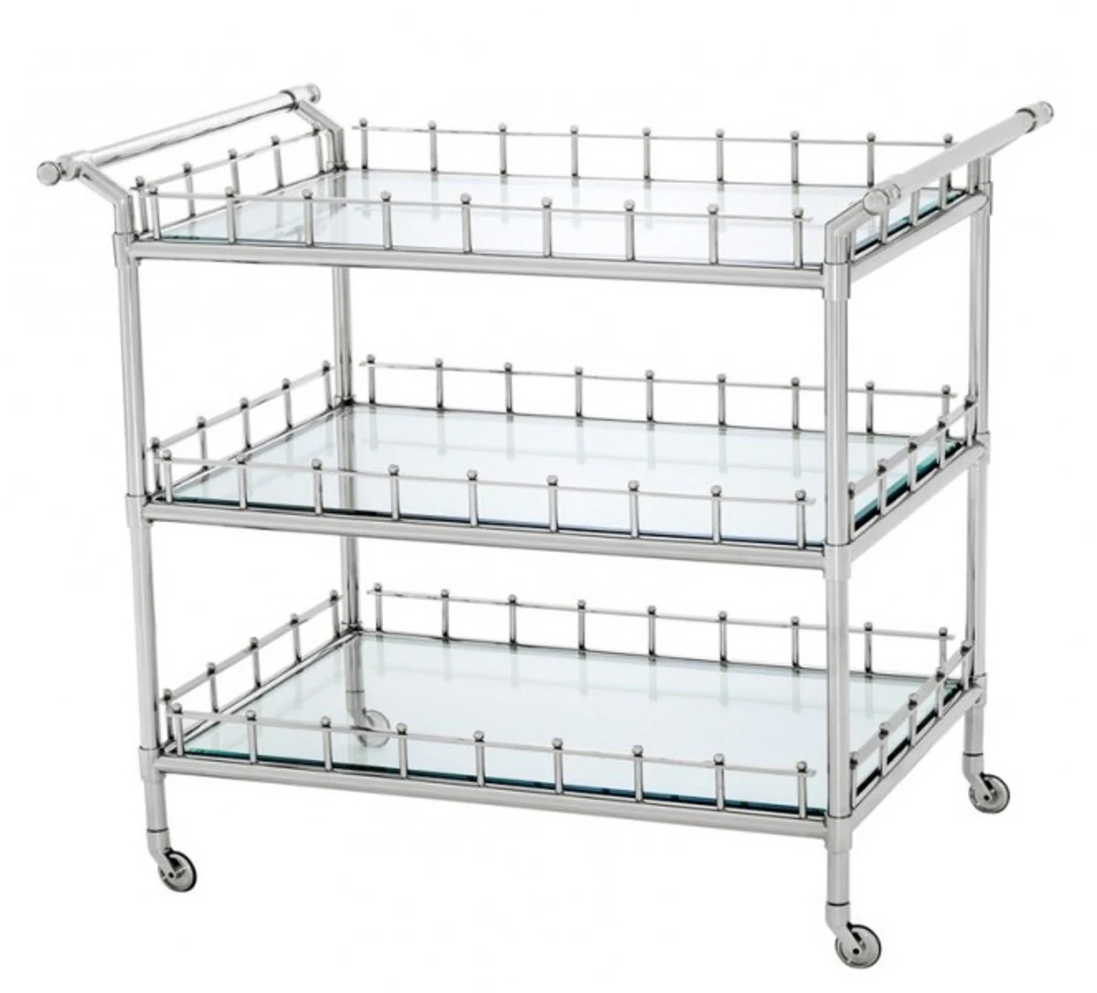 Casa Padrino luxury Bar Trolley Stainless Steel plated - cut glass - Luxury Hotel & Restaurant Furniture Trolley