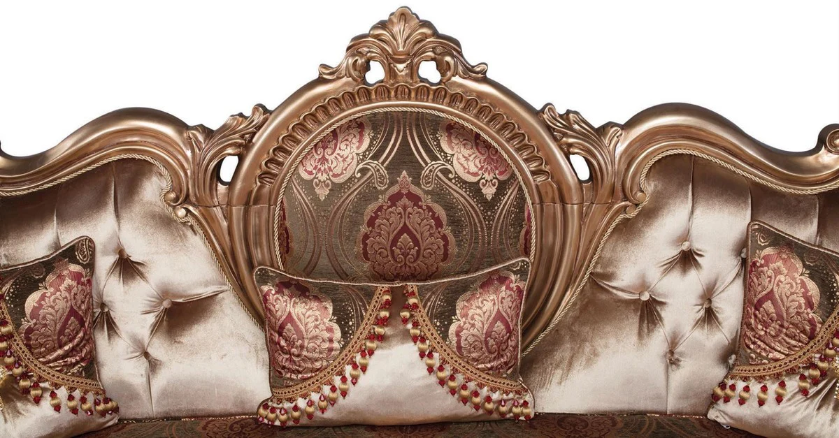 Casa Padrino conjunto de sala de estar barroco de lujo bronce / marr¨®n / rojo burdeos - 1 Sof¨¢ y 2 Sill¨®n y 1 Mesa de Centro - Muebles de Sal¨®n Adornado en Estilo Barroco