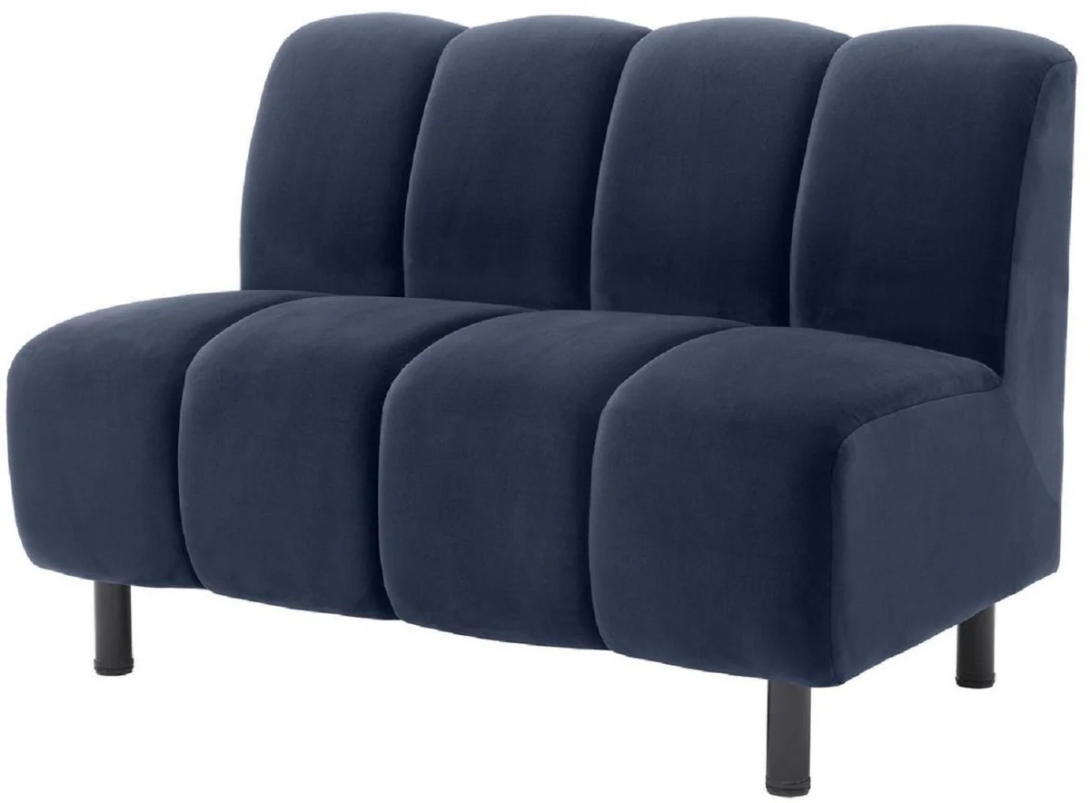 Casa Padrino sof¨¢ de lujo azul medianoche / negro 121 x 75 x A. 87 cm - Sof¨¢ de sal¨®n con terciopelo fino - Muebles de Lujo