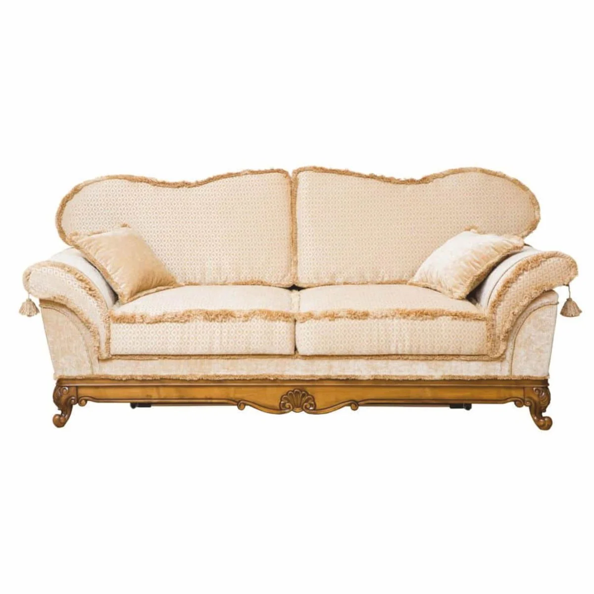 Casa Padrino sof¨¢ barroco de lujo crema / marr¨®n 210 cm - Muebles de sal¨®n barrocos
