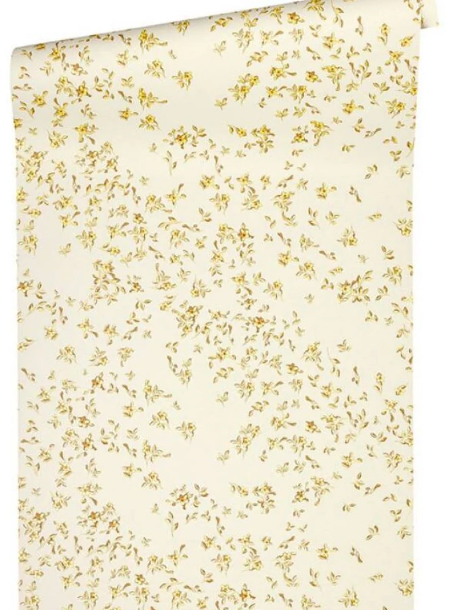 Versace papel pintado de diseño flores barrocos 935855 beige / marrón / amarillo - Papel pintado satín con patrón elegante - Alta Calidad