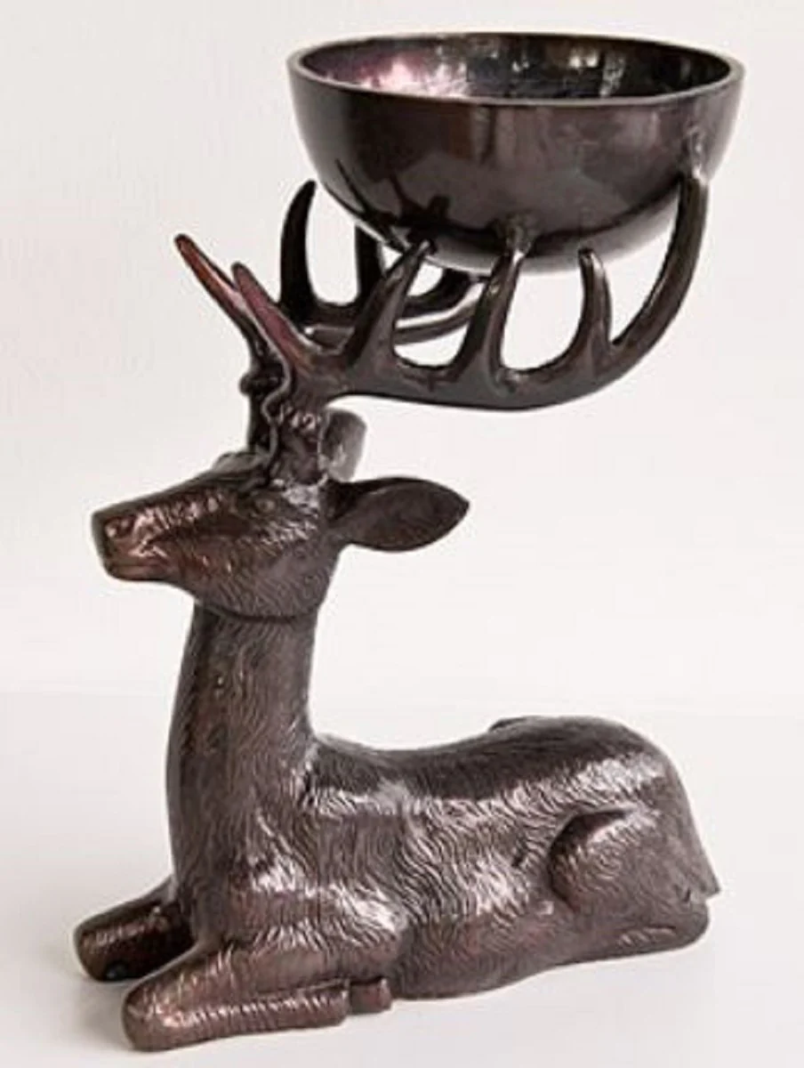 Casa Padrino estatuilla de reno de aluminio de lujo de con tazón bronce 25 x 16 x H. 27 cm - Accesorios de Hotel y Restaurante