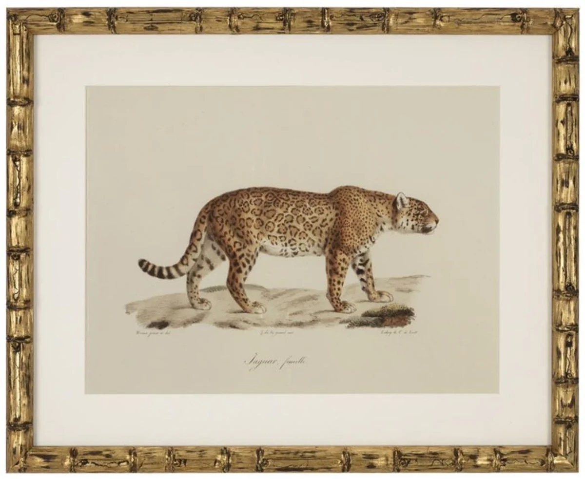 Casa Padrino Imágenes de Conjunto Lion Tiger Jaguars Oro Antiguo 54 x H. 44 cm - Decoración de Pared de Lujo