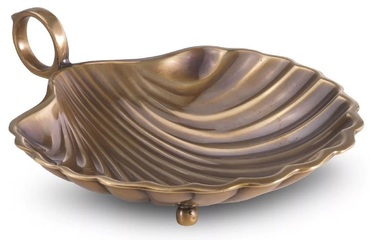 Casa Padrino Bandeja de Servicio de Lujo Lat¨®n Vintage 15,5 x 12,5 x A. 3 cm - Bandeja de Lat¨®n en Forma de Concha - Accesorios para Hoteles y Restaurantes - Calidad de Lujo
