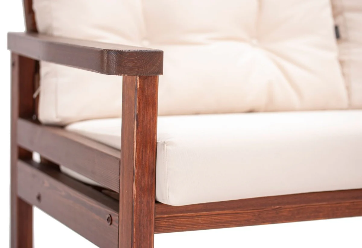 Casa Padrino conjunto de muebles de jardín de lujo beige / marrón oscuro - 1 Sofá de Jardín y 2 Sillones de Jardín y 1 Mesa de Comedor Jardín - Muebles de jardín y terraza - Muebles de lujo