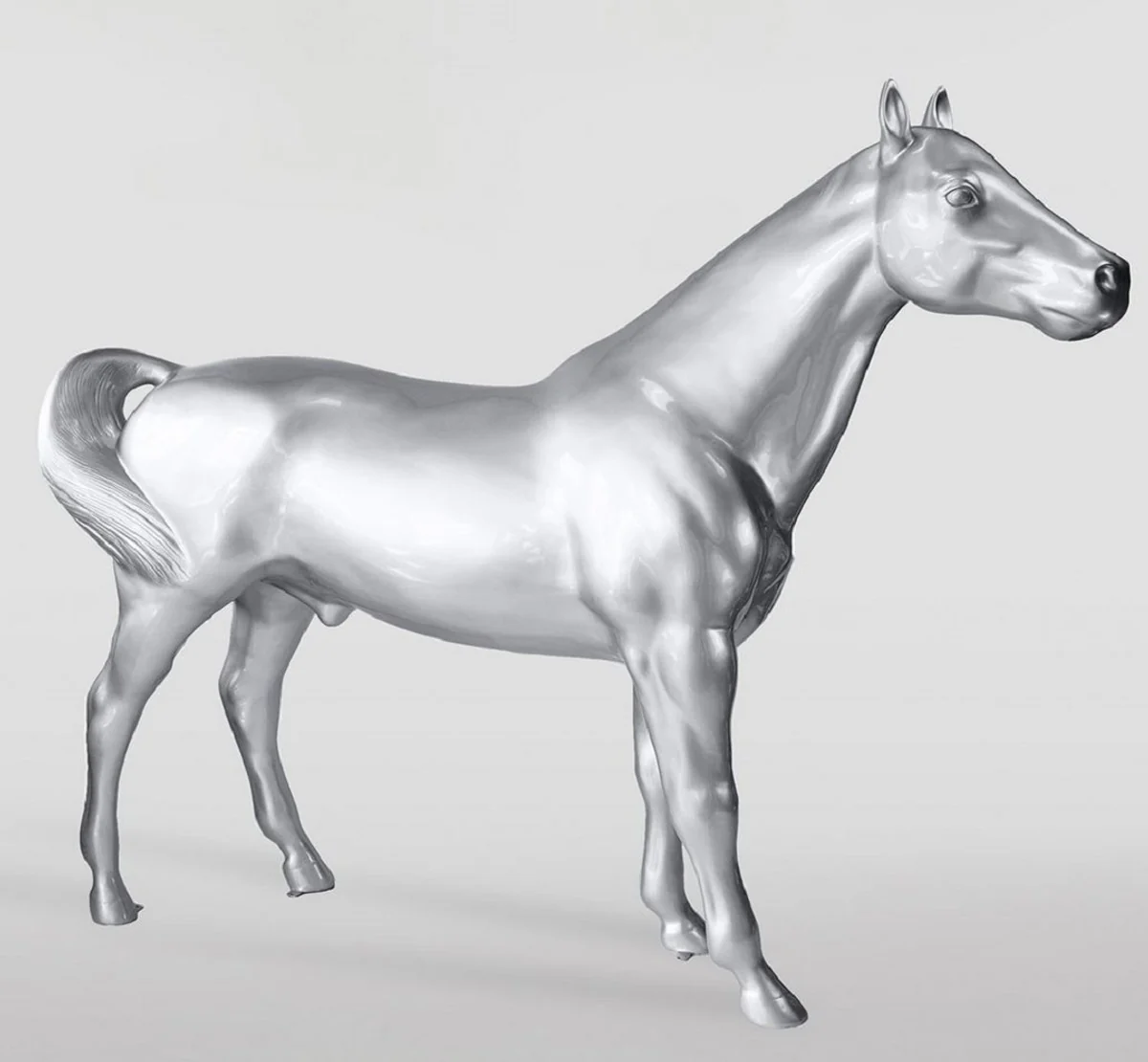 Casa Padrino escultura decorativa XXL caballo plata 245 cm - Figura de jard¨ªn de tama?o natural