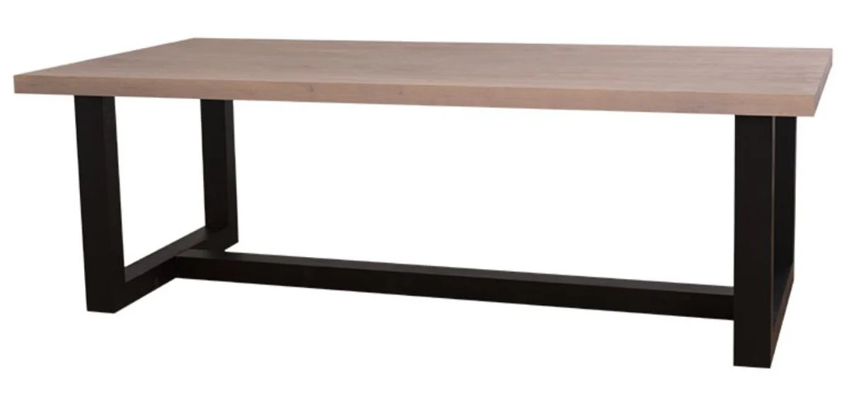 Casa Padrino mesa de comedor de estilo country colores naturales / negro 240 x 120 x H. 78 cm - Mesa de Comedor de Madera Maciza