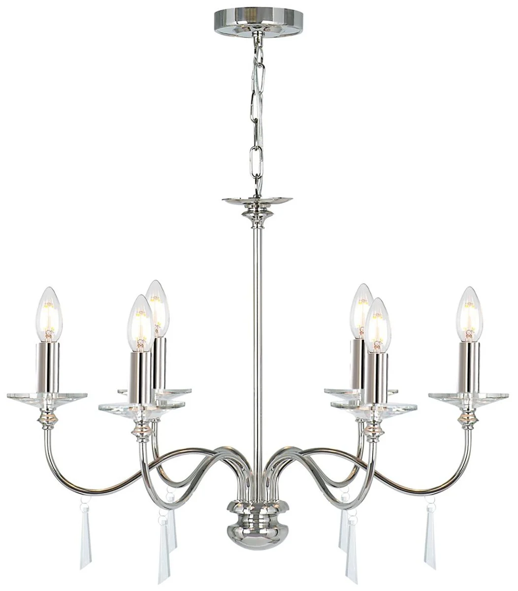 Casa Padrino lámpara de araña de cristal Art Nouveau plata Ø 71 x A. 51 cm - Lámpara de araña de metal redonda - Lámpara de Araña de Salón Barroco y Art Nouveau - Lámparas Barrocos y Art Nouveau