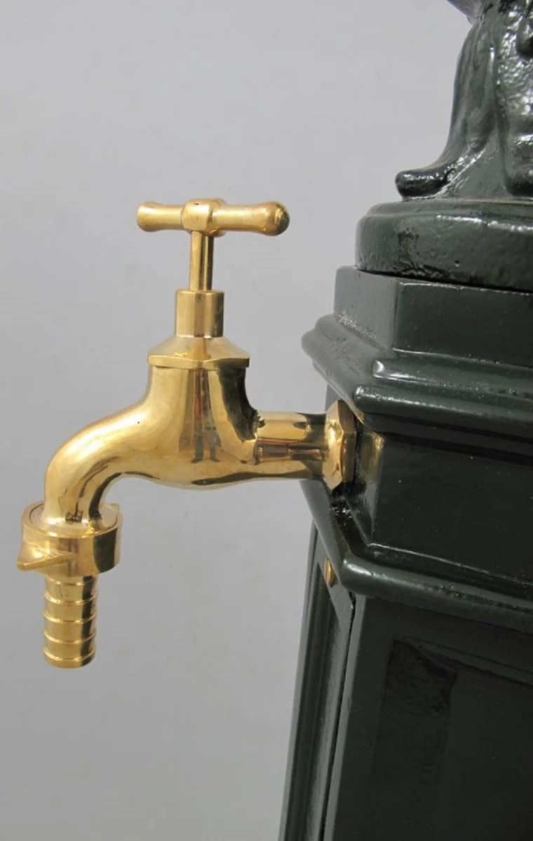 Casa Padrino columna de agua para jardín Art Nouveau verde 33 x 34 x A. 95 cm - Nostálgico dispensador de agua de aluminio con grifo de latón - Accesorios de decoración de jardín y terraza