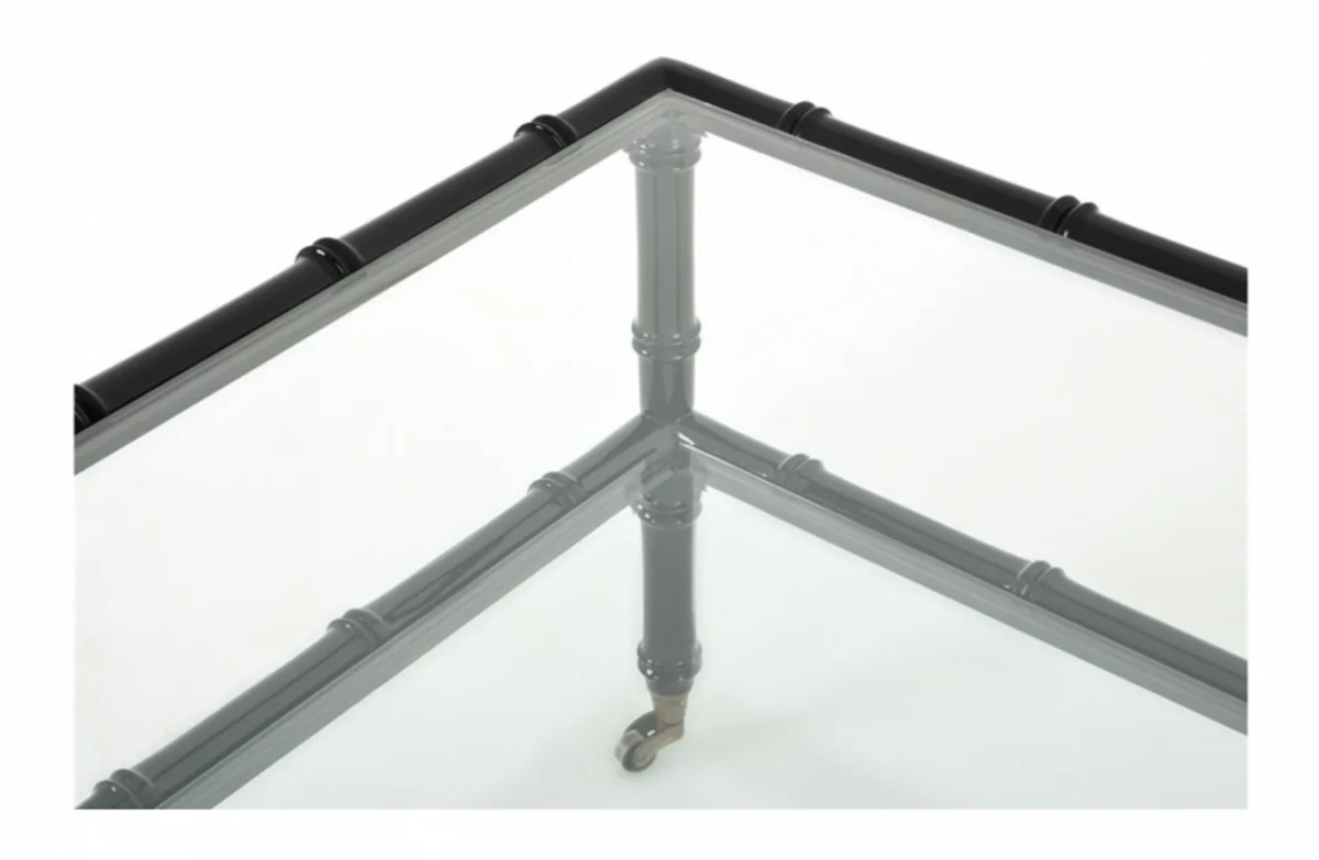 Casa Padrino Art Deco luxury teak wood coffee table black - living room coffee table - Luxury Quality