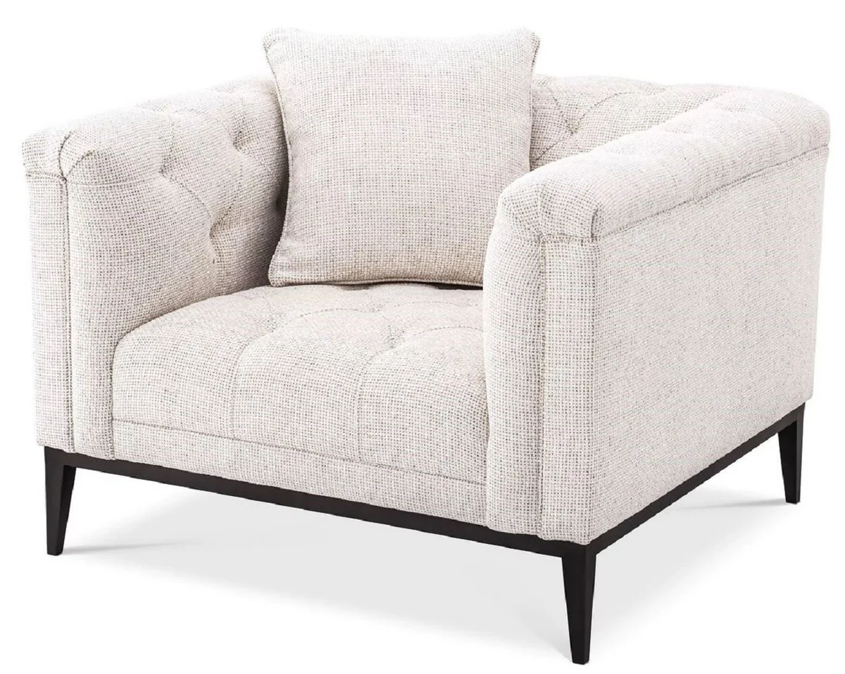 Casa Padrino sill¨®n Chesterfield de lujo con coj¨ªn blanco / bronce de ca?¨®n 103 x 97 x A. 75 cm - Sill¨®n de sal¨®n - Muebles de sal¨®n - Muebles Chesterfield - Interiores de lujo