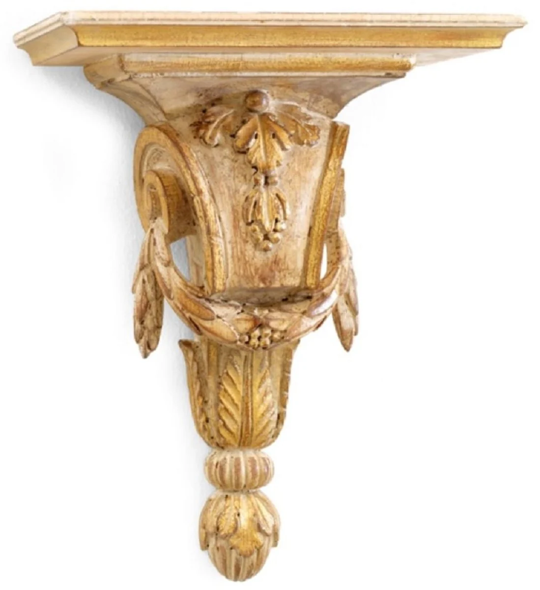 Casa Padrino consola de pared barroco de lujo natural antiguo / amarillo antiguo - Consola de decoraci¨®n de pared de estilo barroco hecha a mano - Muebles barrocos - Hecho en Italia