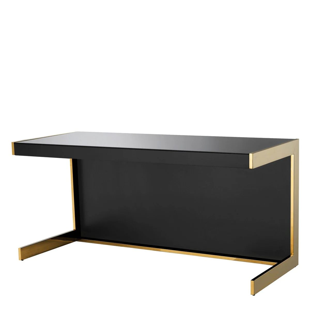 Casa Padrino escritorio de lujo negro / oro 160,5 x 65 x H. 75,5 cm - Muebles de Lujo - Muebles de Oficina