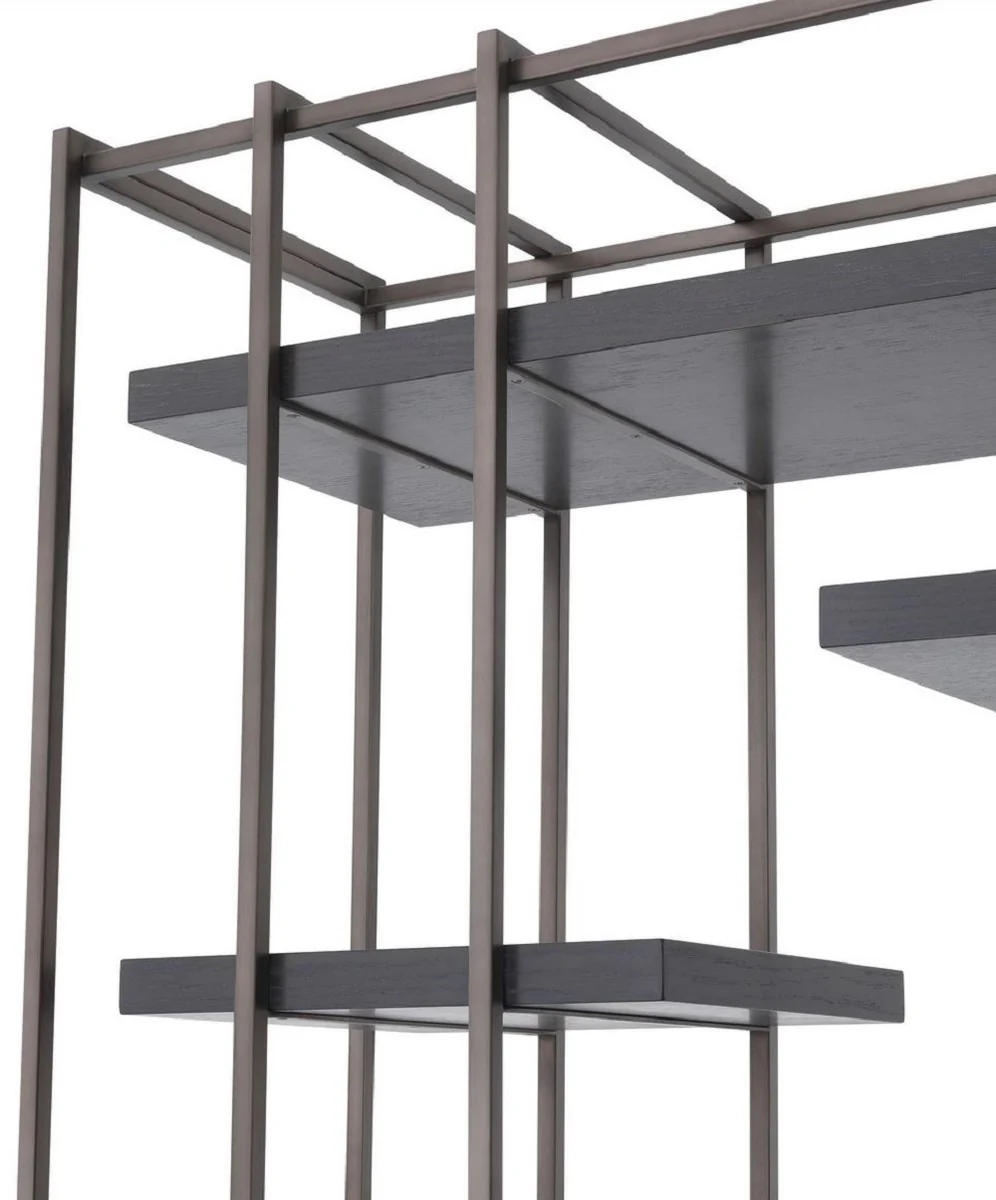 Casa Padrino armario de estanter¨ªa de lujo negro / bronce 166 x 45 x A. 222 cm - Armario de Libros - Armario de Sal¨®n - Armario de Oficina