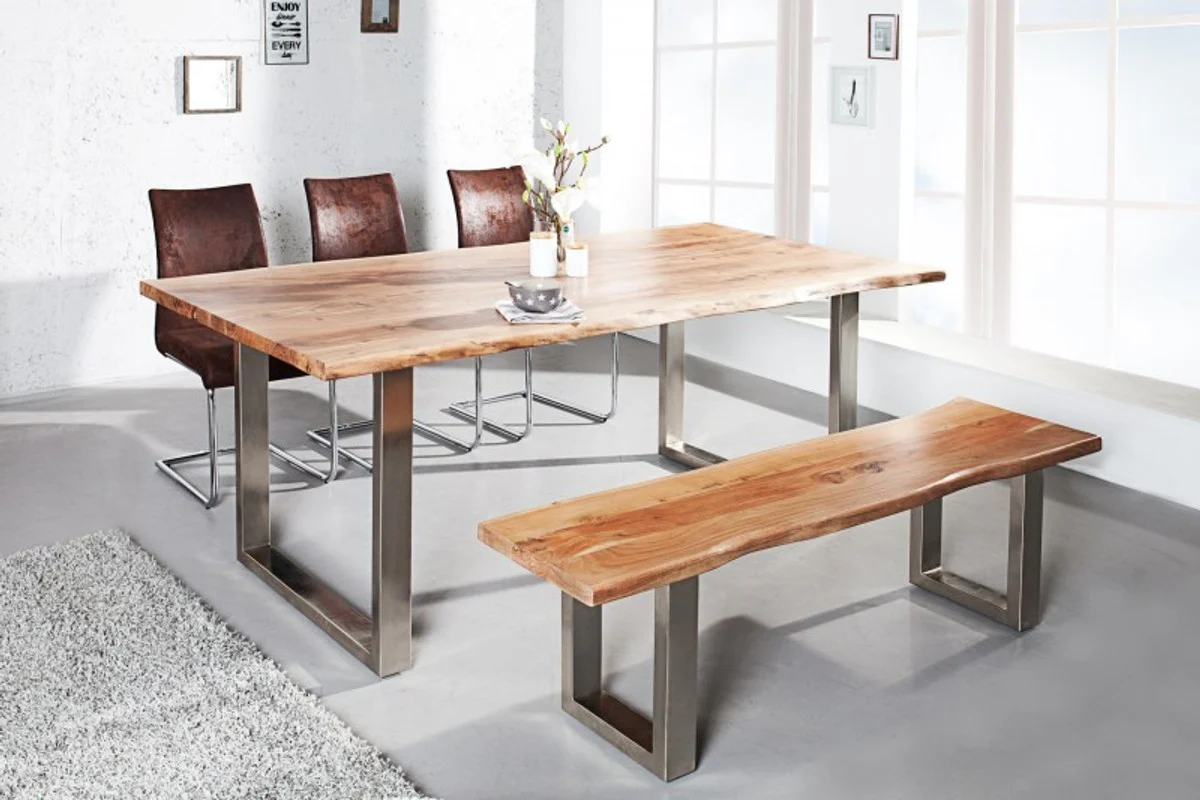 Banco de diseño de Casa Padrino en madera de acacia maciza con ancho de 160 cm, altura 40 cm