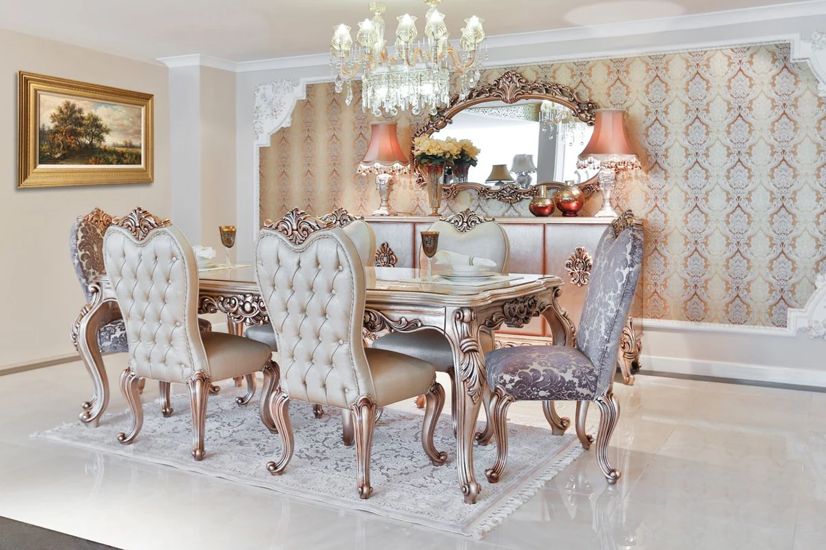 Casa Padrino conjunto de muebles barrocos de lujo aparador con espejo cobre - Magnífico mueble de madera maciza y elegante espejo - Muebles barroco