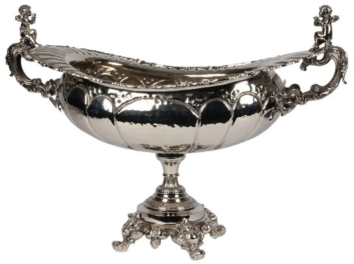 Casa Padrino cuenco decorativo barroco de lat¨®n plata 75 x 41 x A. 52 cm - Accesorios decorativos barrocos
