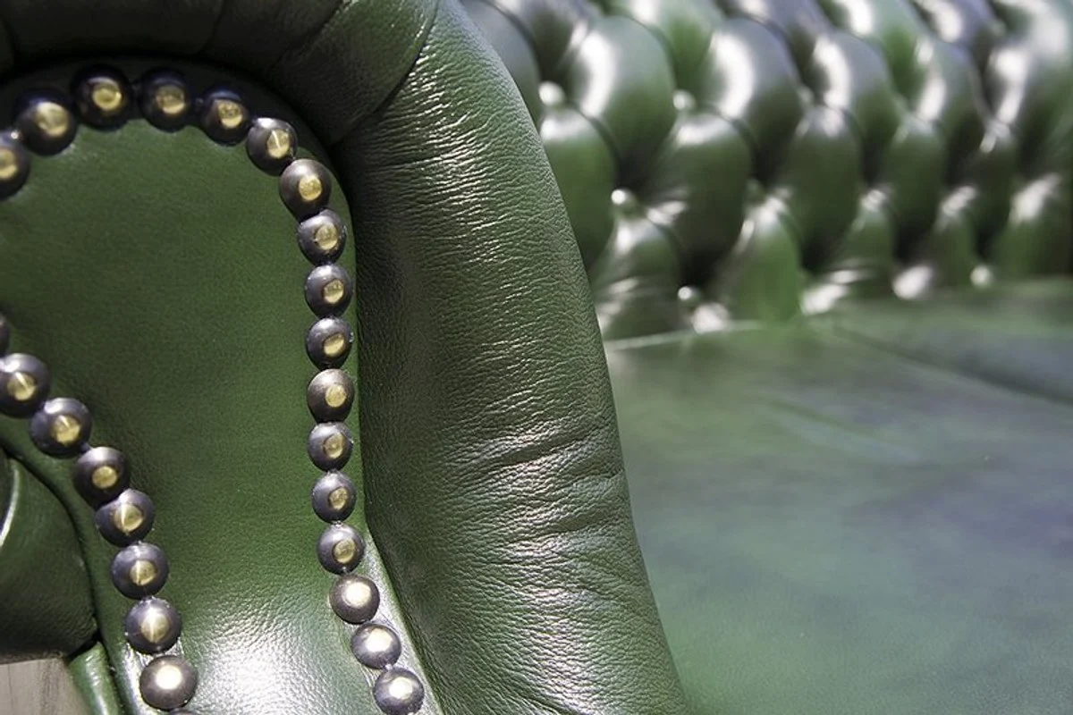 Casa Padrino lujo genuino cuero sof¨¢ 3 plazas verde oscuro 210 x 90 x H. 80 cm - Sof¨¢ Chesterfield