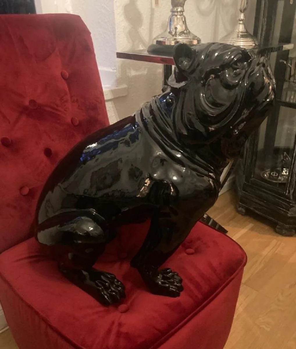 Casa Padrino figura decorativa de lujo perro bulldog negro A. 50 cm - Escultura decorativa resistente a la intemperie - Decoración de salón - Decoración de jardín