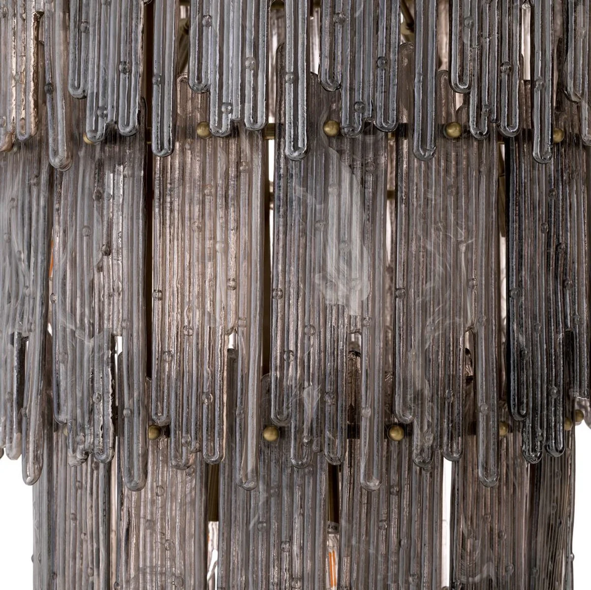 Casa Padrino lámpara de araña de lujo gris / latón Ø 116 x A. 153 cm - Lámpara de araña de cristal redonda - Lámpara de araña de salón - Lámpara de araña de hotel - Muebles de lujo