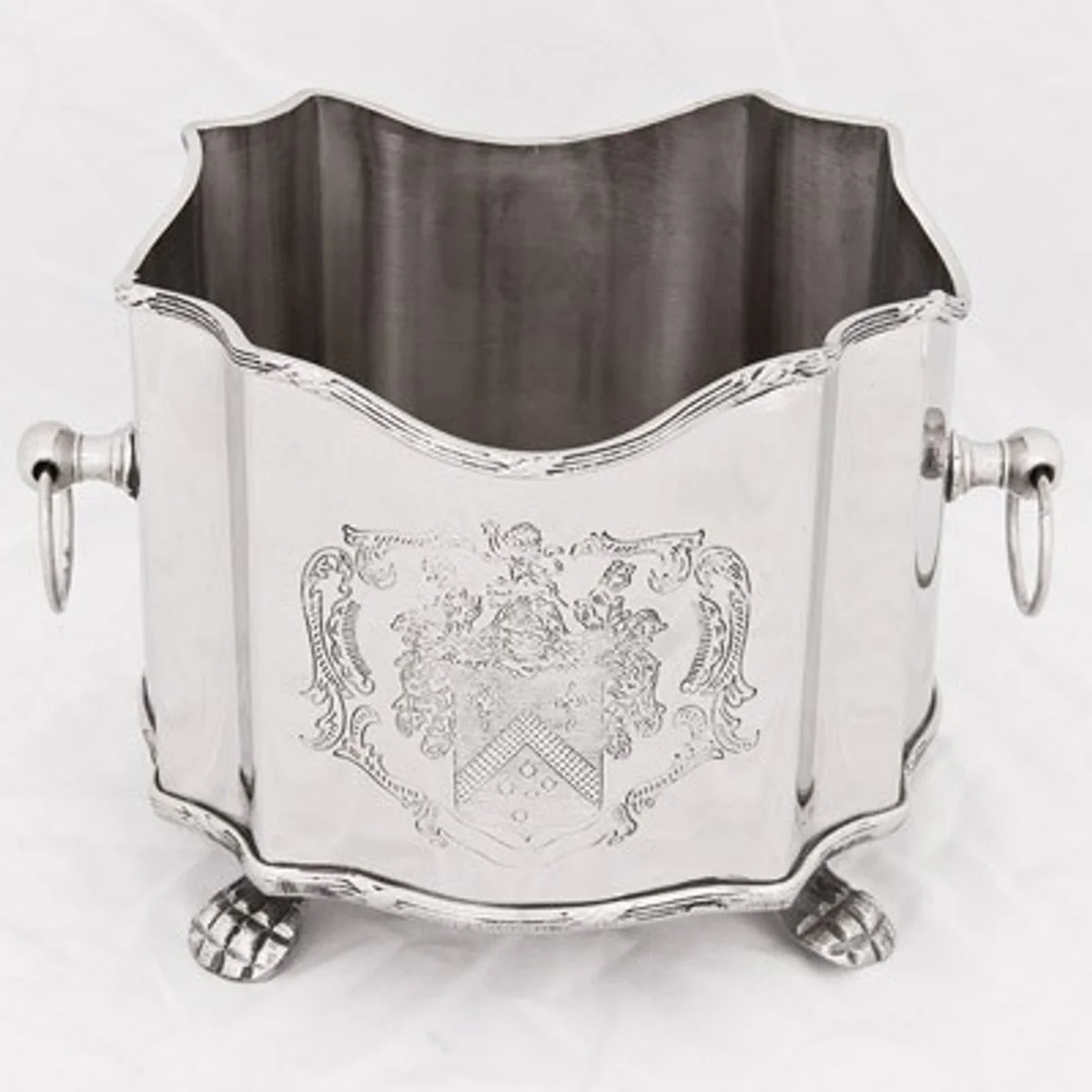 Casa Padrino Luxury Baroque Flower vase Brass nickel plated - Plant pot - Hotel decoration - Flower pot Blumentopf