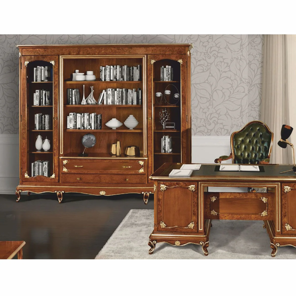 Casa Padrino armario de libros barroco de lujo marr¨®n / oro 250 x A. 227 cm - Hecho en Italia