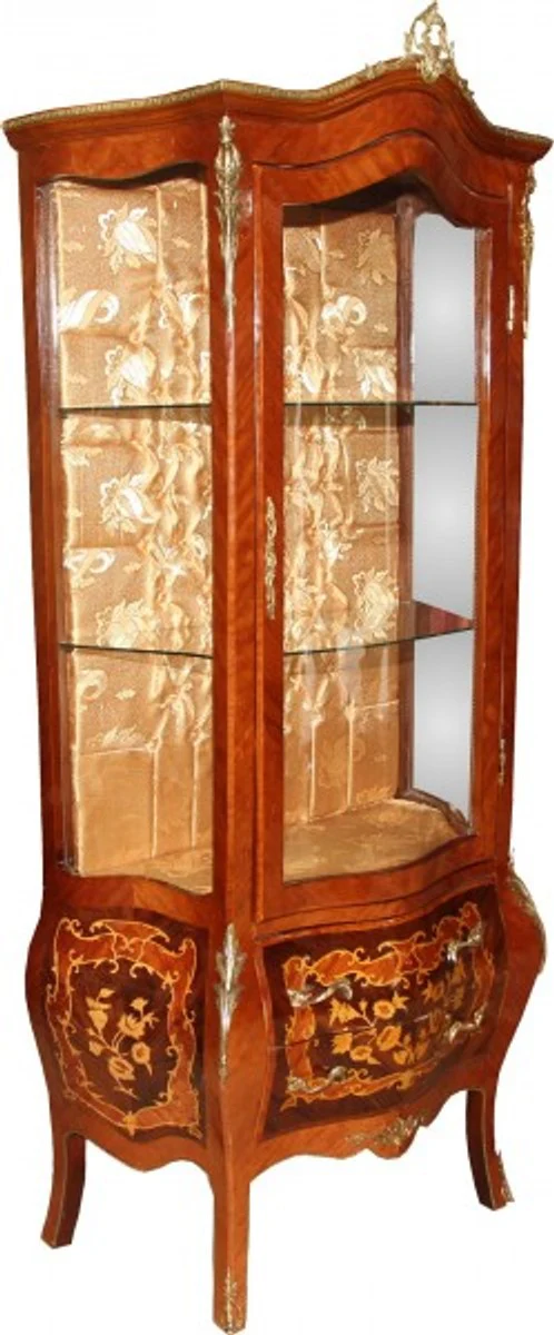 Casa Padrino Baroque showcase Model Mahogany Brown/Gold H 180 cm, W 88 cm - Display cabinet