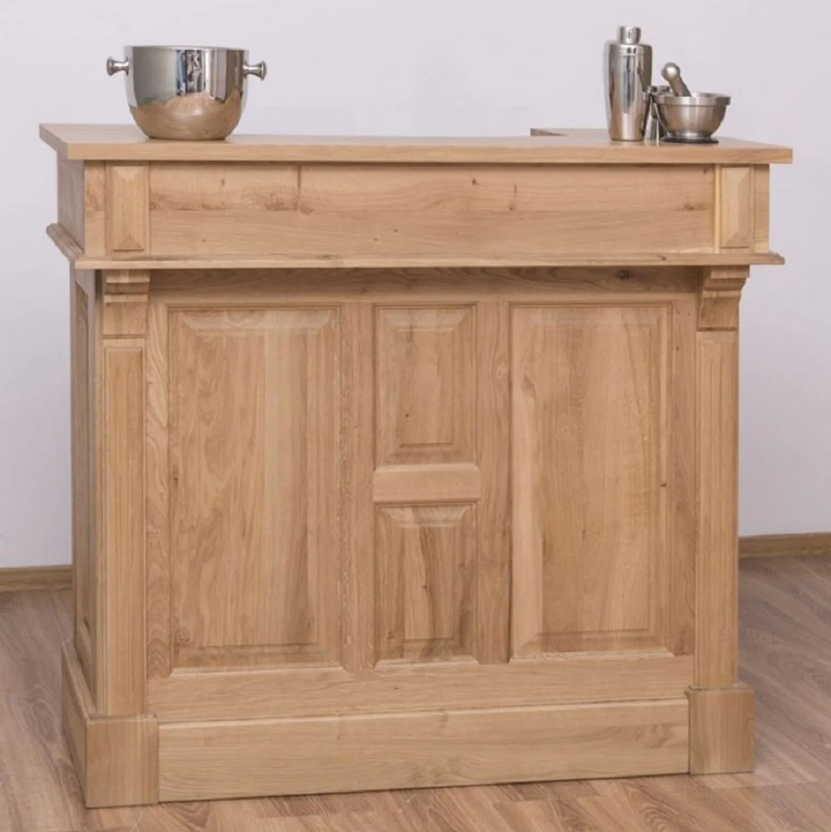 Casa Padrino barra de bar de estilo campestre natural 120 x 51 x A. 107 cm - Mesa de bar de madera maciza - Muebles de bar de madera maciza en estilo campestre