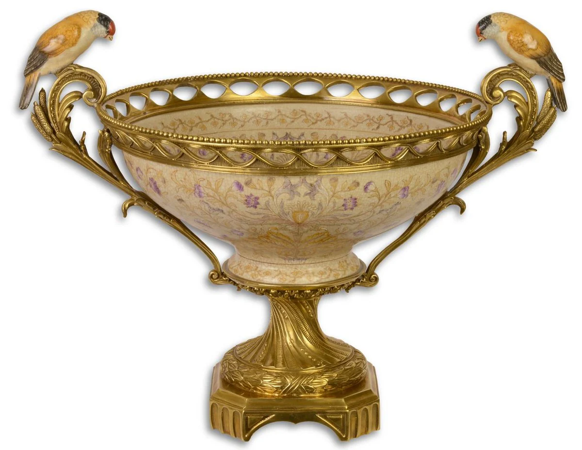 Casa Padrino tazón Art Nouveau con pedestal y 2 asas multicolor / oro 59,6 x 42,8 x H. 45,3 cm - Accesorios para Hotel y Restaurante
