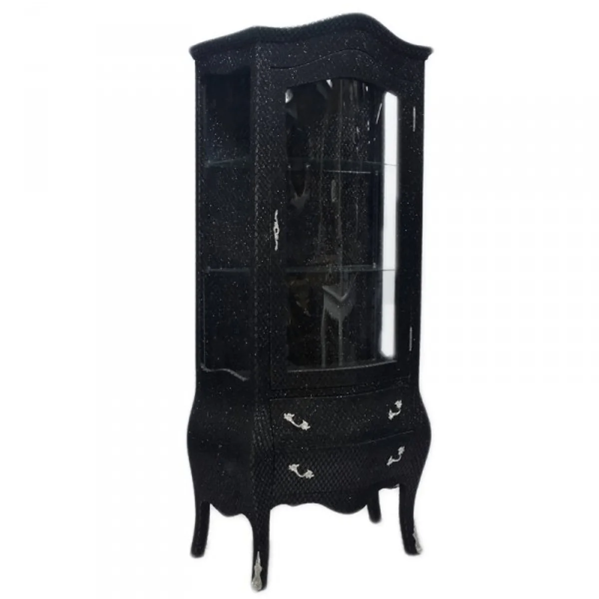 Casa Padrino Baroque showcase in black / glitterlook - display cabinet - living room