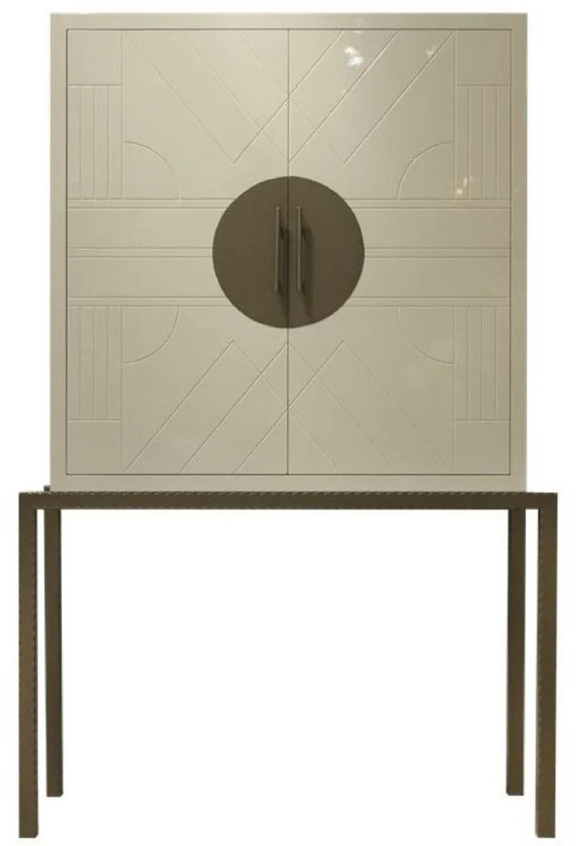 Casa Padrino armario bar de dise?o crema / lat¨®n 120 x 40 x A. 190 cm - Armario para vinos noble con baldosas de cer¨¢mica de alta calidad - Muebles de Bar - Muebles de Hotel - Calidad de Lujo