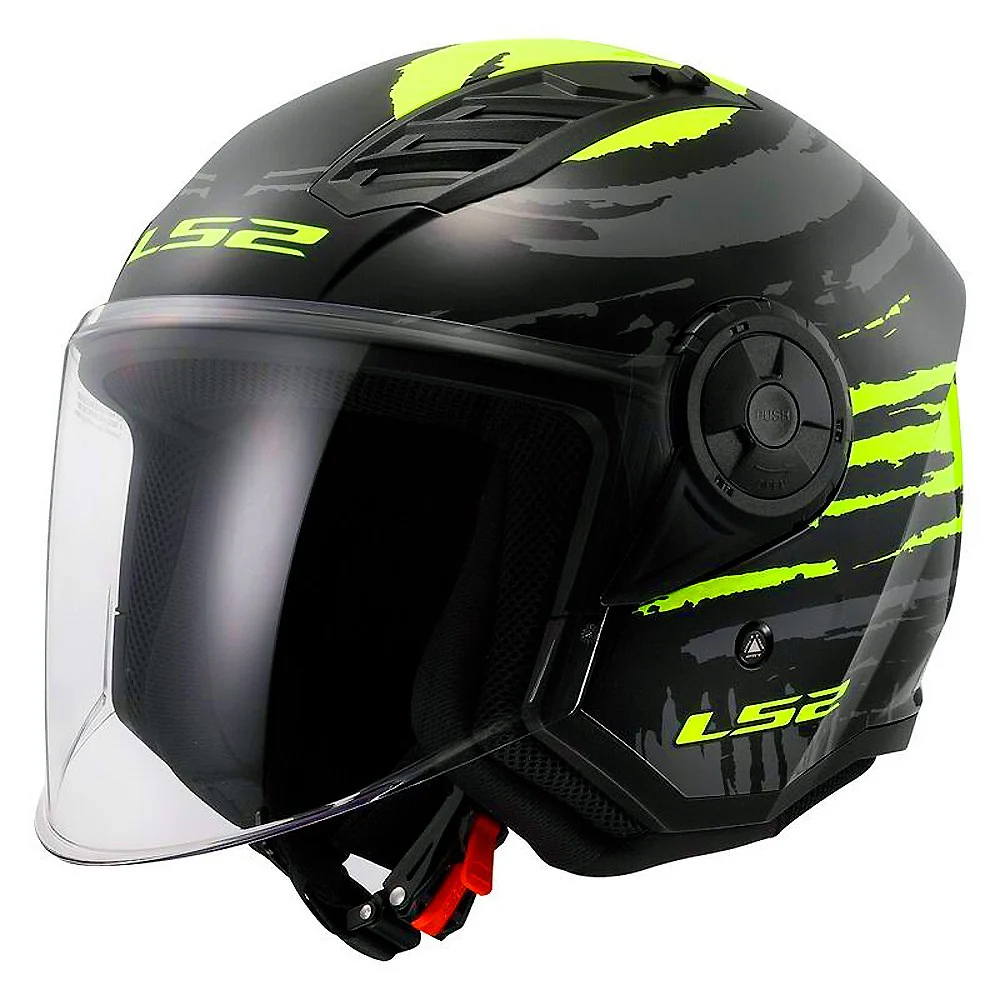 CASCO JET LS2 OF616 AIRFLOW II BRUSH NEGRO / AMARILLO