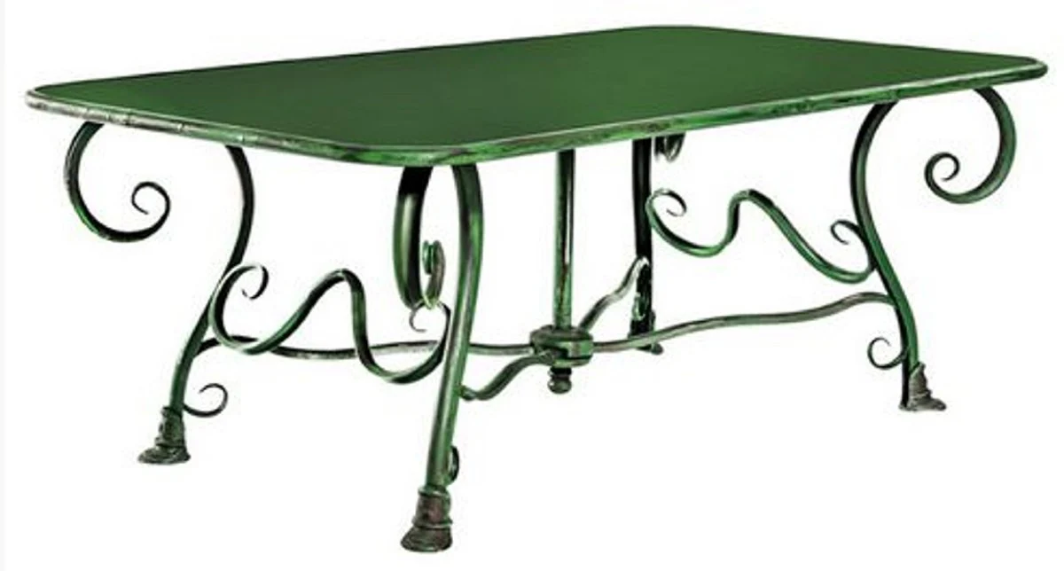 Casa Padrino mesa de jard¨ªn Art Nouveau verde 120 x 70 x A. 45 cm - Mesa de centro de jard¨ªn de hierro forjado nost¨¢lgico - Muebles de jard¨ªn Art Nouveau - Muebles de jard¨ªn nost¨¢lgicos
