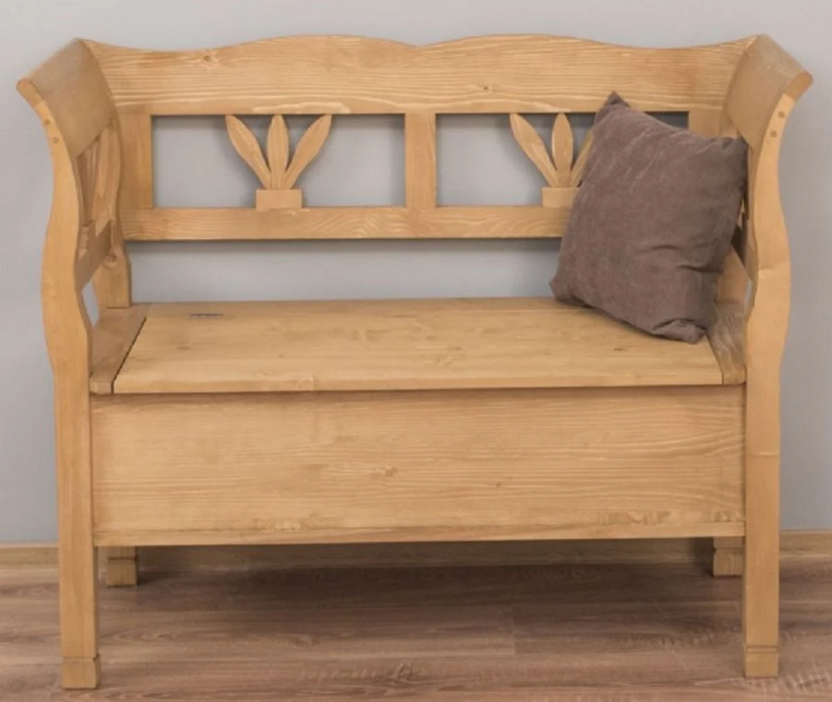 Casa Padrino banco de estilo campestre natural 117 x 48 x A. 92 cm - Banco de madera maciza con espacio de almacenamiento - Muebles de madera maciza - Muebles de estilo campestre