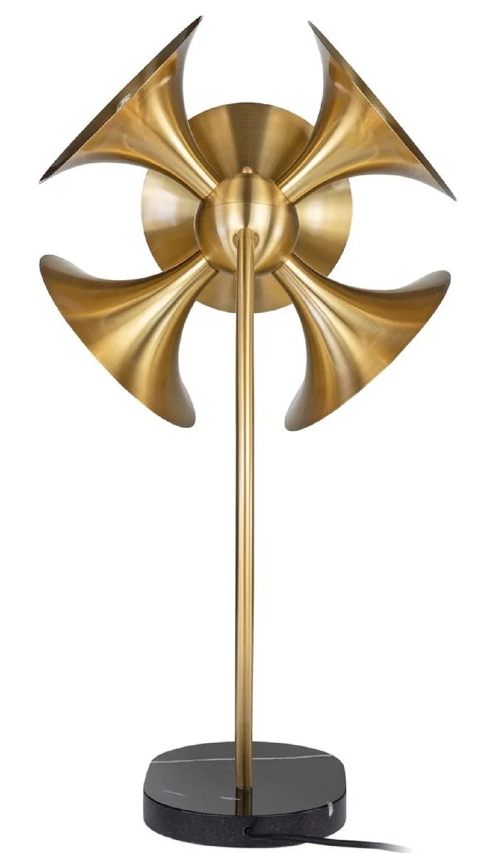 Casa Padrino lámpara de mesa de lujo latón / negro 41 x 41 x H. 77 cm - Lámpara de Escritorio - Lámpara de Latón con Base de Mármol - Lámpara de Salón - Lámpara de Oficina