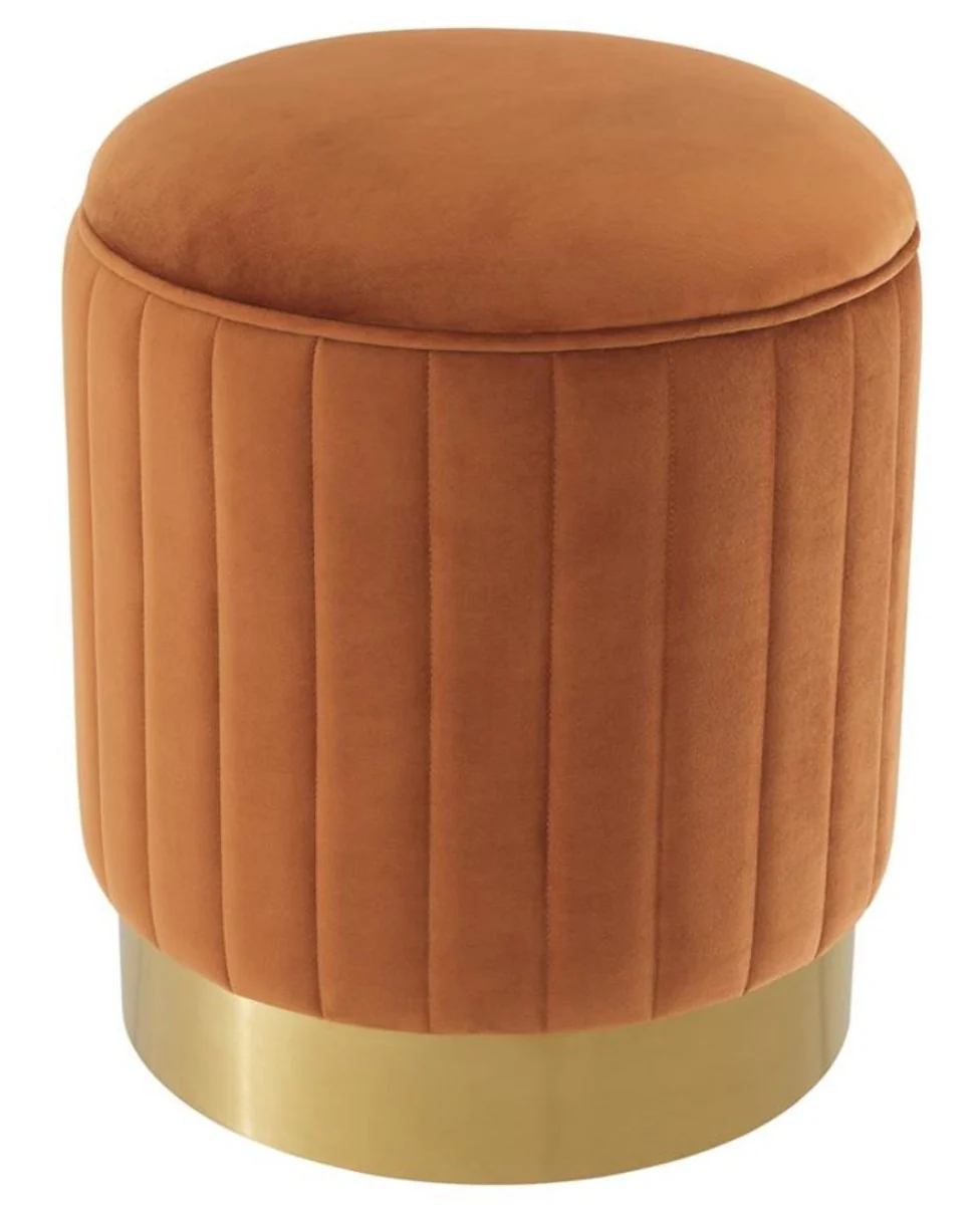 Casa Padrino Taburete Naranja / Latón Ø 40 x H. 45 cm - Taburete de Lujo