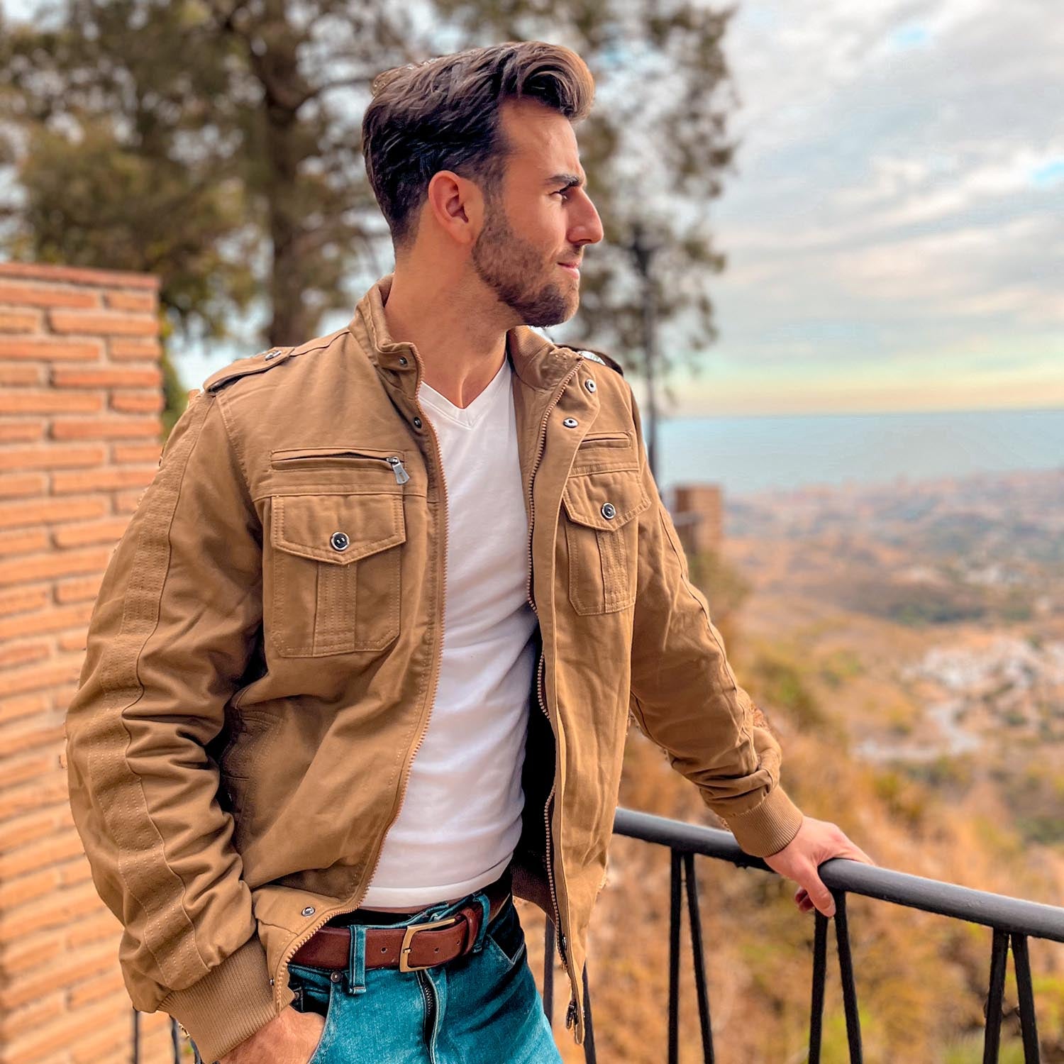 Men's Winter Cargo Jacket Military Pilot Coat Fleece Warm Stand Collar Tactical Jacket