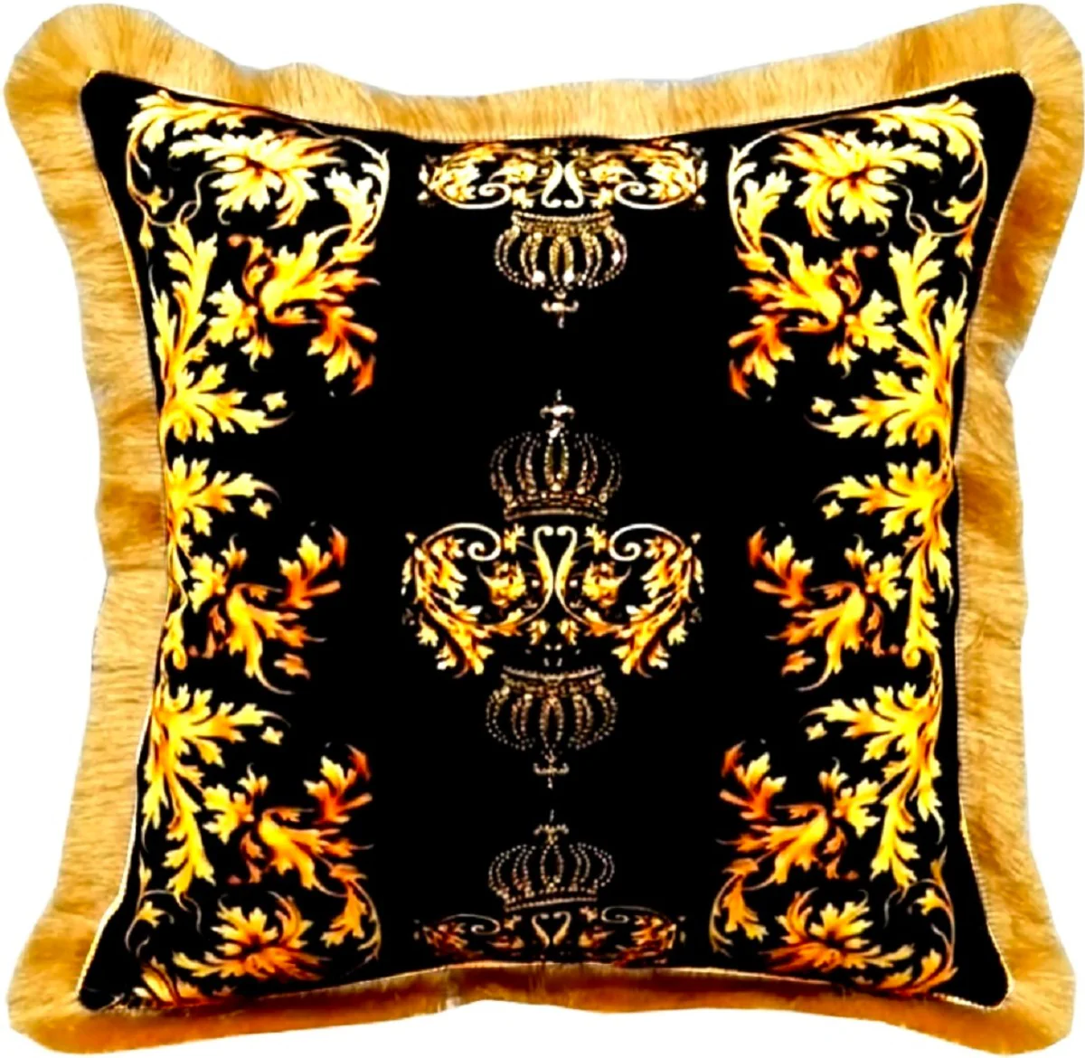 Harald Gl??ckler almohada decorativa de lujo Pomp??s de Casa Padrino negro / oro 50 x 50 cm - Almohada Gl??ckler con Pedrer¨ªa