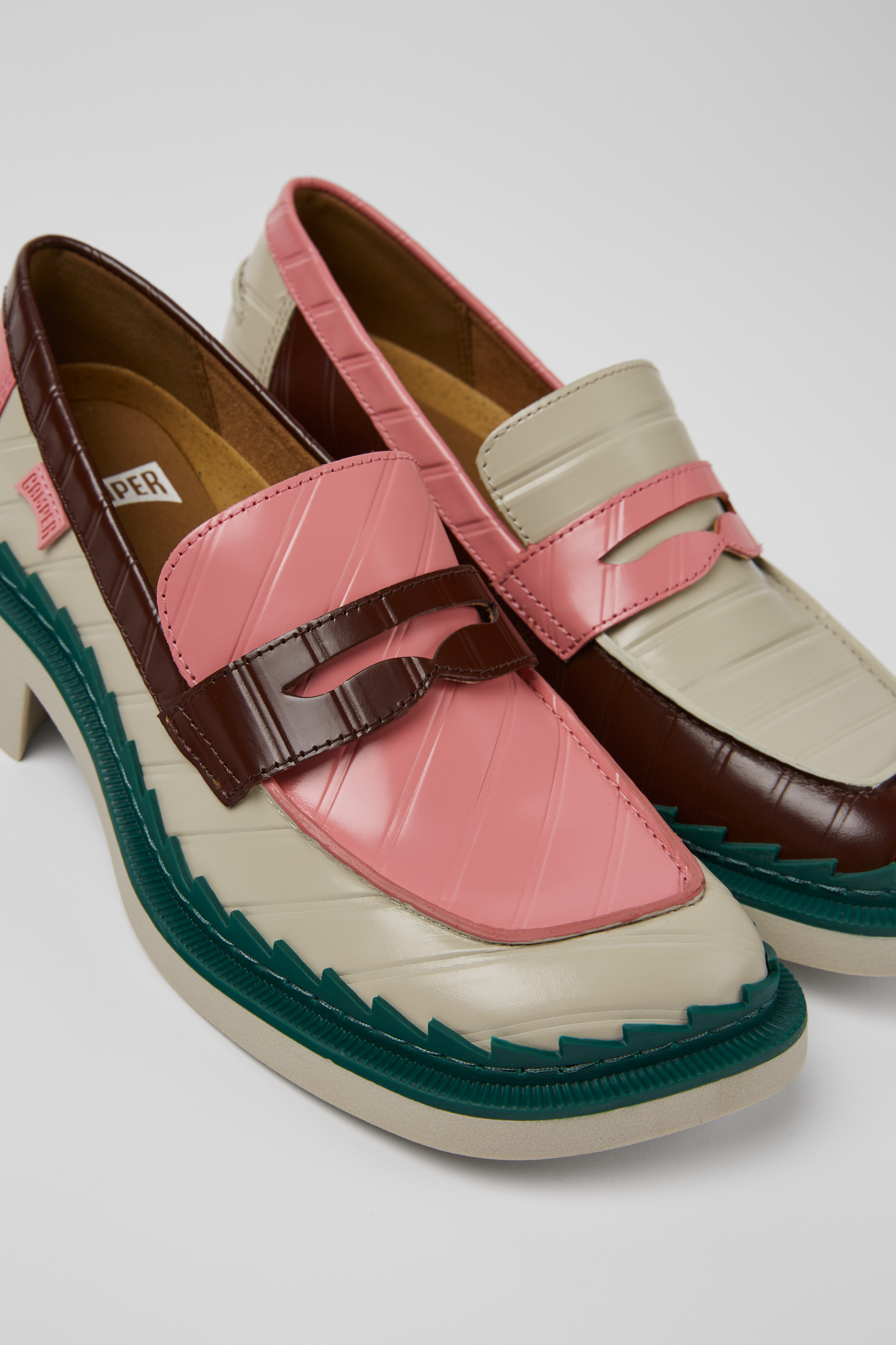 Twins - Multicolored leather loafers for women