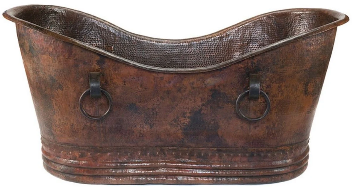 Casa Padrino bañera de cobre Art Nouveau de lujo con asas decorativas 170 x 81 x A. 81 cm - Bañera retro independiente - Muebles de baño rústicos