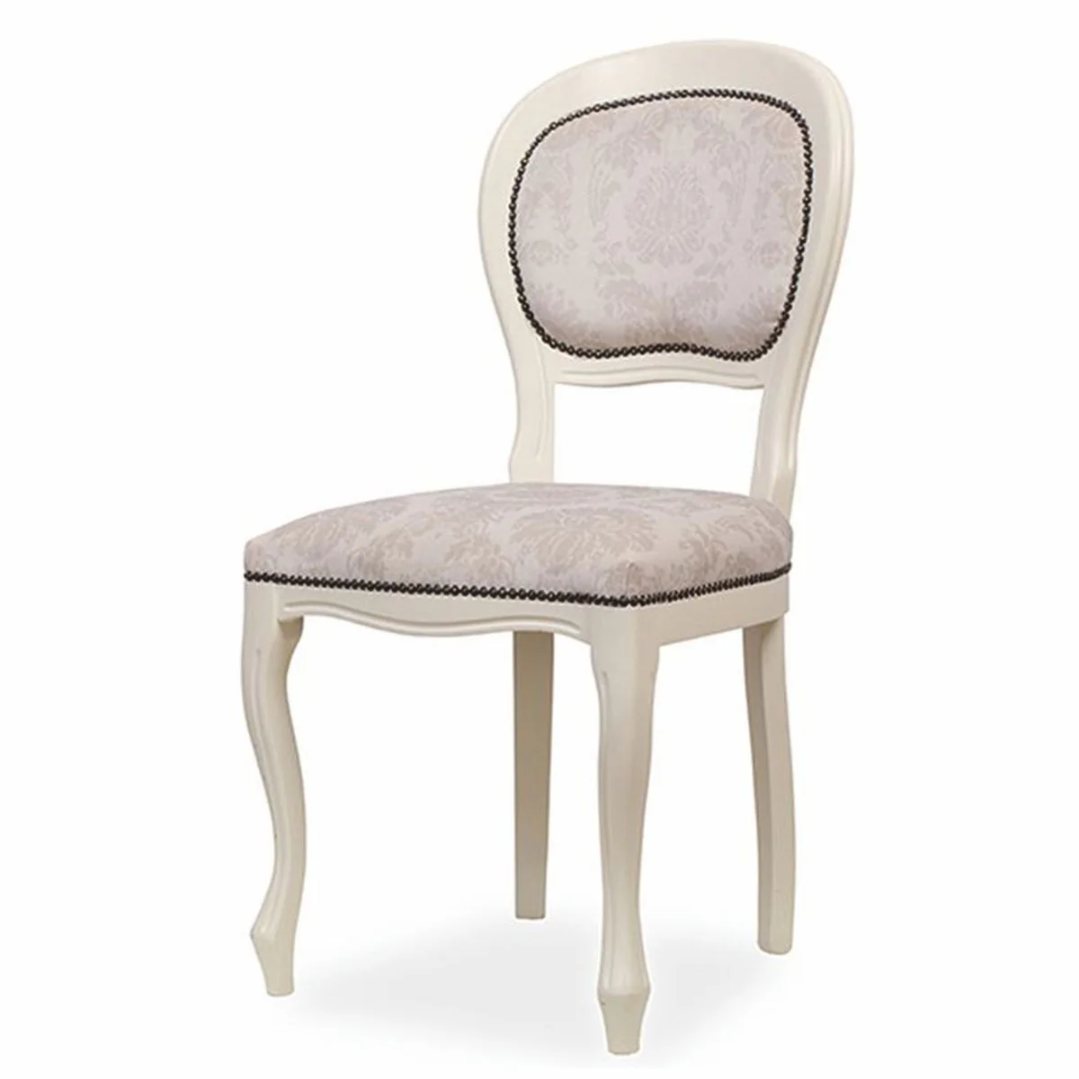 Casa Padrino Silla de Comedor Barroco de Lujo Gris / Crema A. 101 cm - Muebles de Comedor