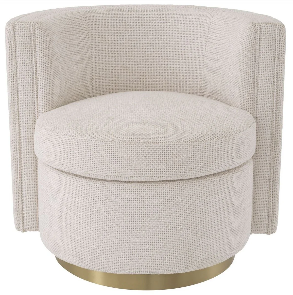 Casa Padrino sill¨®n giratorio de lujo crema / oro mate 80 x 73 x A. 71,5 cm - Sill¨®n de sal¨®n tapizado - Muebles de sal¨®n de lujo