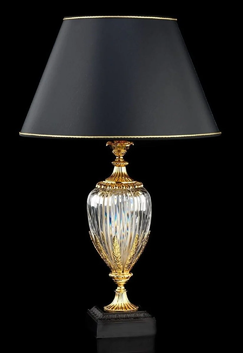 Casa Padrino lámpara de mesa de cristal barroco de lujo oro / negro Ø 40 x A. 63 cm - Magnífica lámpara de escritorio de estilo barroco - Calidad de lujo - Hecho en Italia