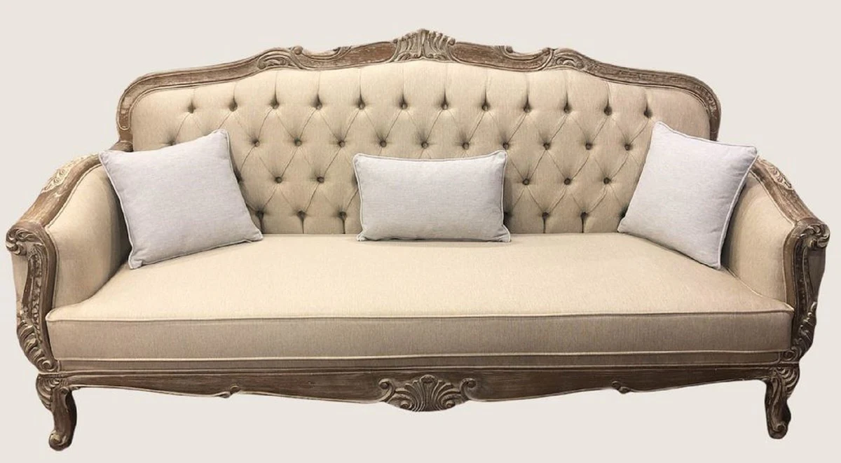 Casa Padrino sof¨¢ barroco de lujo beige / marr¨®n - Magn¨ªfico sof¨¢ de sal¨®n - Muebles de sal¨®n estilo barroco - Muebles de lujo estilo barroco - Muebles barrocos