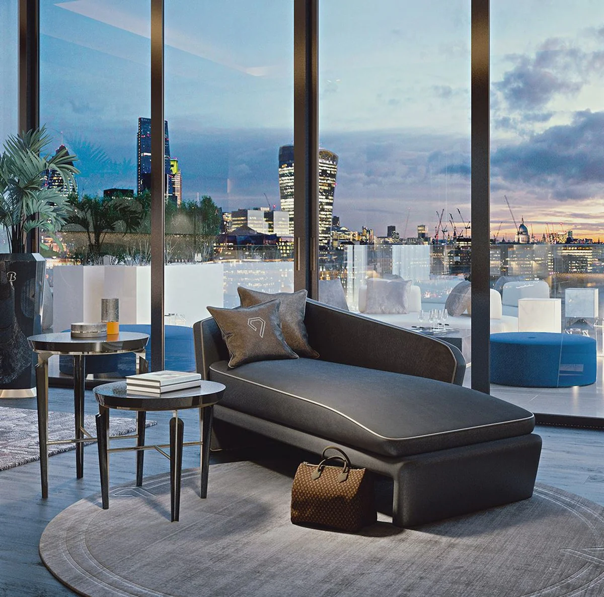 Casa Padrino Chaise Longue de Hotel de Lujo Gris / Blanco 178 x 98 x A. 80 cm - Recamier de Madera Maciza - Mobiliario de Hotel - Calidad de Lujo - Hecho en Italia