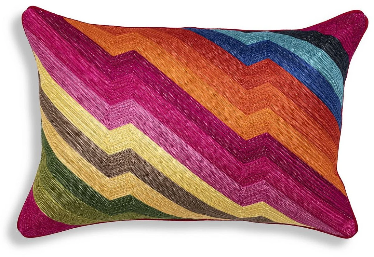 Casa Padrino cojín decorativa de lujo multicolor 60 x 40 cm - Almohada decorativo rectangular con patrón elegante - Calidad de Lujo - Accesorios de Decoración de Salón