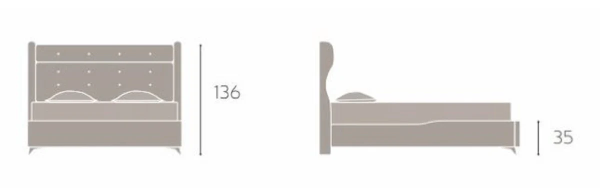 Casa Padrino cama doble de lujo gris / marrón - Cama moderna de madera maciza - Muebles de Dormitorio y de Hotel Moderno - Colección de Lujo