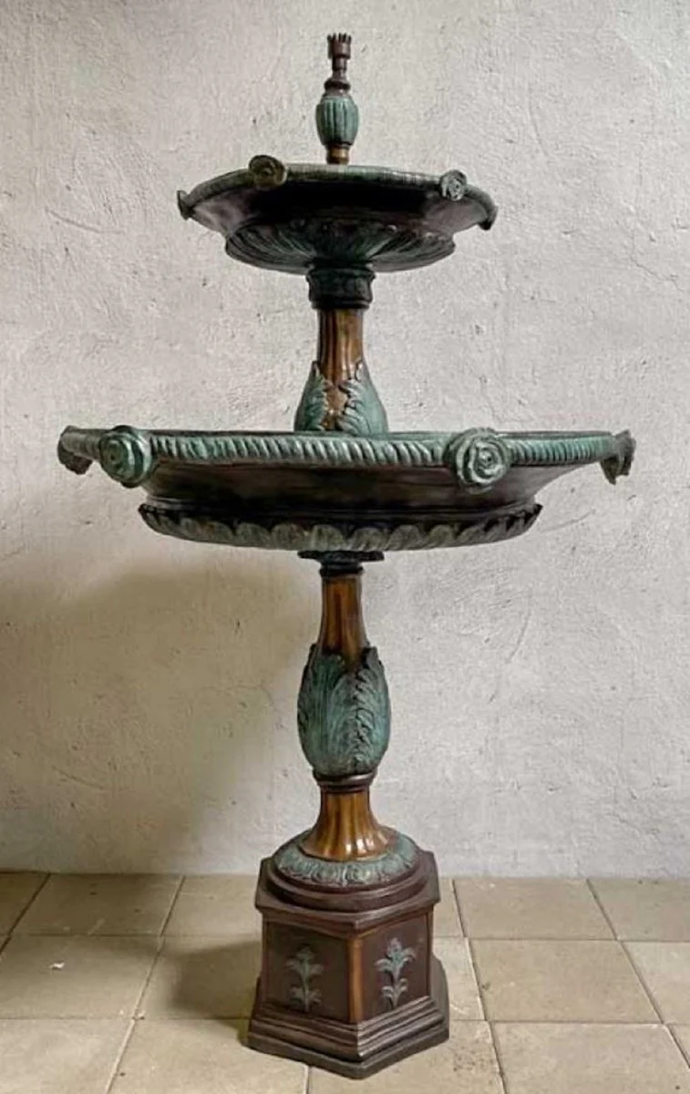 Casa Padrino fuente de bronce barroco de lujo bronce / turquesa ? 90 x A. 160 cm - Magn¨ªfica fuente de bronce barroco para jard¨ªn - Decoraci¨®n de jard¨ªn de estilo barroco de bronce