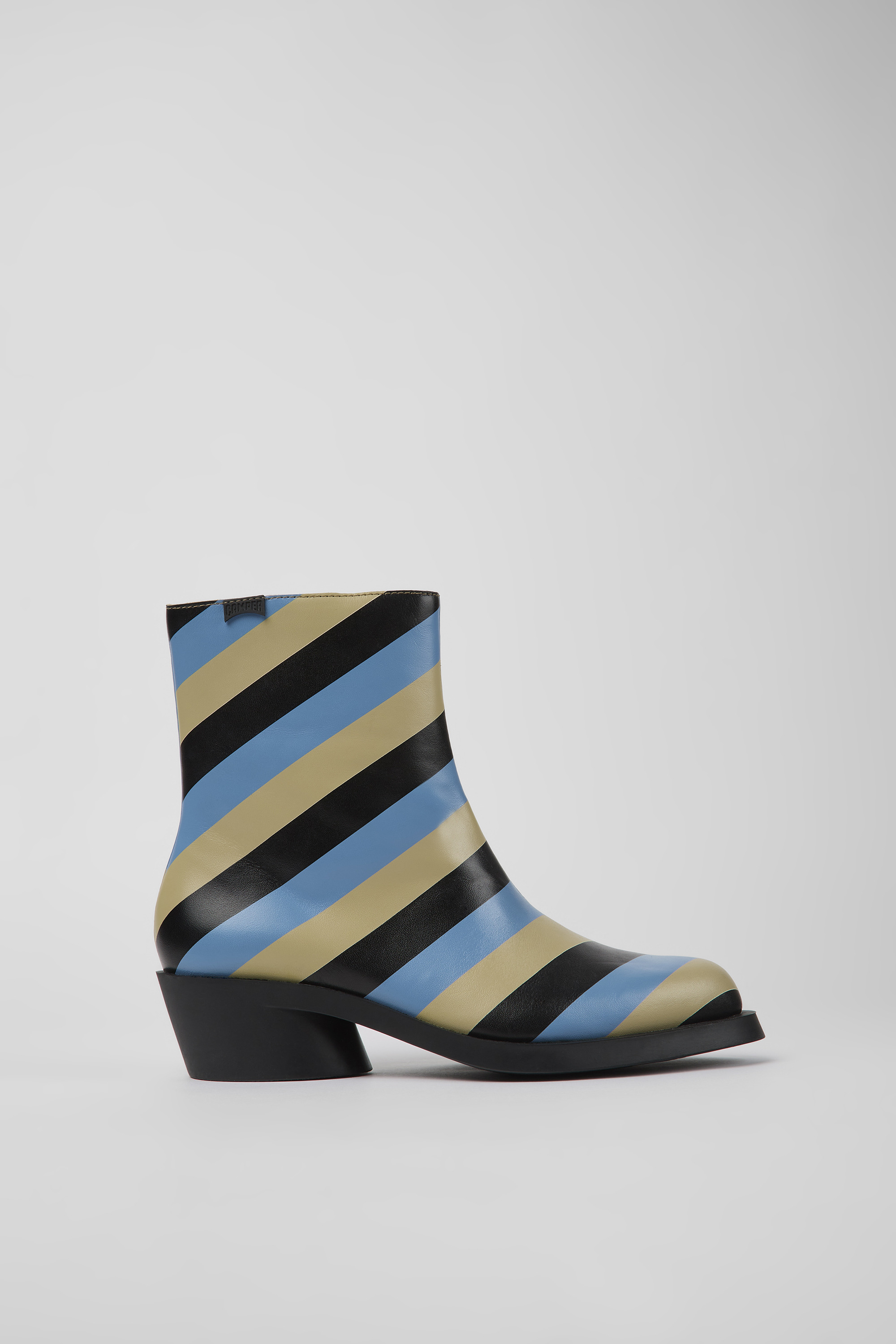 Bonnie - Multicolored striped leather boots for women