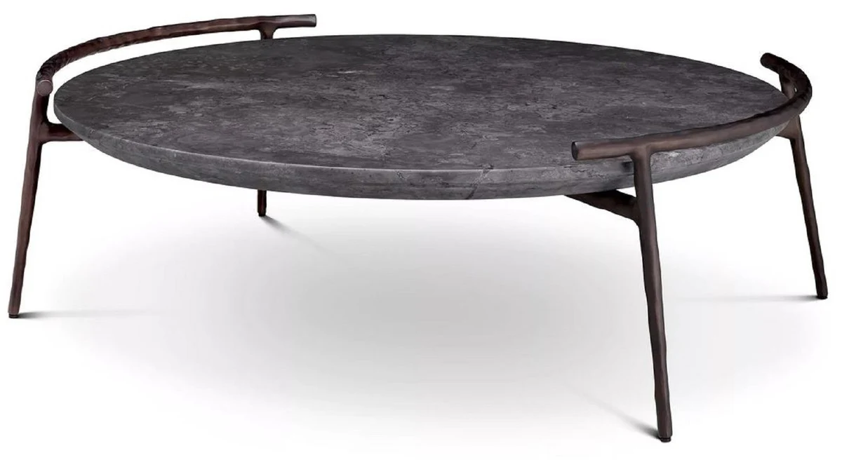 Casa Padrino mesa de centro de lujo gris / bronce ? 106 x A. 35,5 cm - Mesa de sal¨®n de aluminio con tapa de m¨¢rmol - Muebles de sal¨®n de lujo - Interiores de sal¨®n de lujo